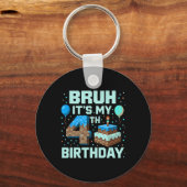 Porte-clés Bruh C'est mon jeu d'anniversaire 4 ans Pixel Boy  (Recto)