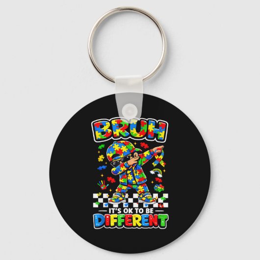 Porte-clés Bruh être différent puzzle sensibilisation à l'aut (Recto)