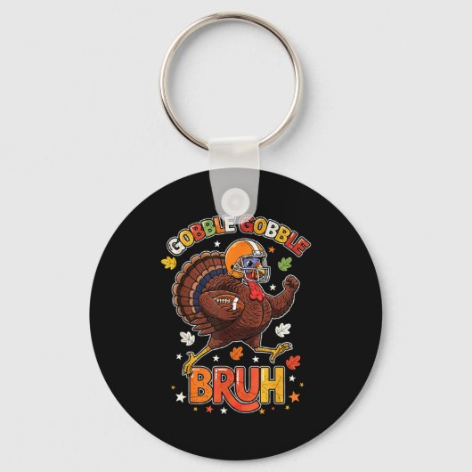 Porte-clés Bruh Funny Thanksgiving Turkey Gobble Football Boy (Recto)