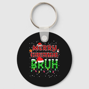 Porte-clés Bruh Joyeux Noël Rouge Plaqué Jeu de Noël Pyjama