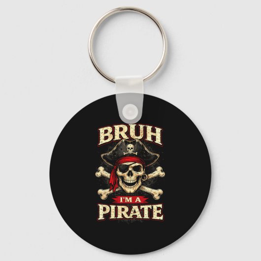 Porte-clés Bruh un pirate crâne patch oculaire os croisés drô (Recto)