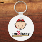 Porte-clés Brunette Boy Baseball 3e Anniversaire Tshirts (Recto)