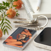 Porte-clés Brunette pin-up (Devant droit)