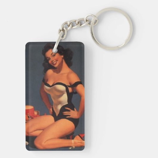 Porte-clés Brunette pin-up (Dos)