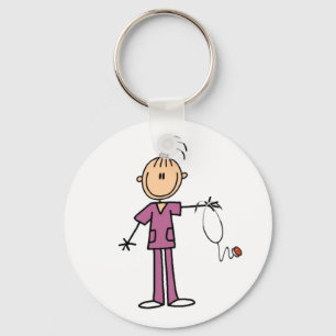 Porte-clés Brunette Stick Figure Nurse