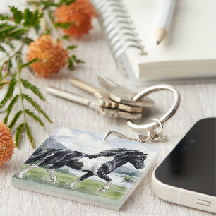 Porte-clés Brunskjottur Poney islandais noir et blanc