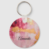 Porte-clés Brush artistique touche or et rose (Recto)