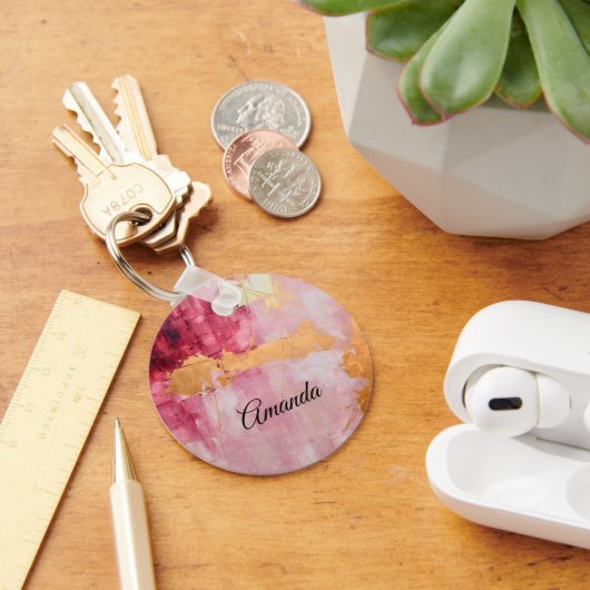 Porte-clés Brush artistique touche or et rose (Bureau)