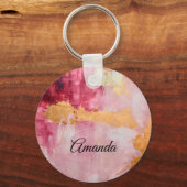 Porte-clés Brush artistique touche or et rose (Recto)