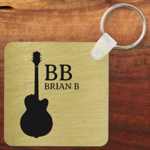 Porte-clés Brush Metallic Gold Custom Guitarist Nom