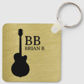 Porte-clés Brush Metallic Gold Custom Guitarist Nom (Dos)