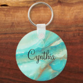 Porte-clés Budget Acheter, Marbre Turquoise Or Impression (Recto)