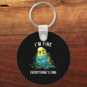 Porte-clés Budgie Bird Christmas I'm Fine Everything Is Fine (Recto)