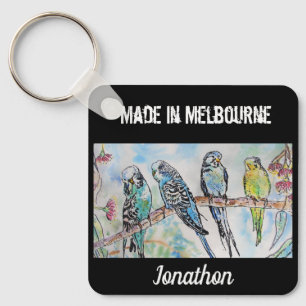 Porte-clés Budgie Perruche Oiseau Fabriqué à Melbourne Oiseau