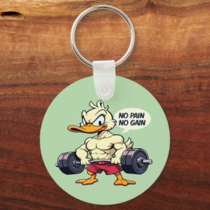 Porte-clés Buff Duck No Pain No Gain Gym Entraînement Cartoon