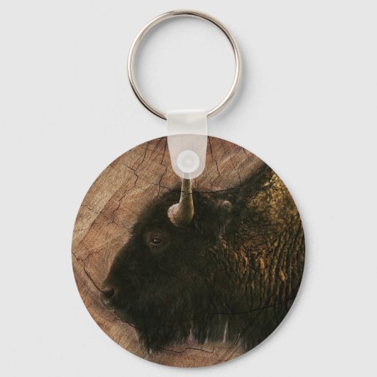 Porte-clés Buffalo de bison de bois (Recto)