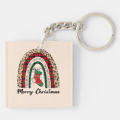 Porte-clés Buffalo Plaid & Empreinte de léopard Rainbow (Dos)