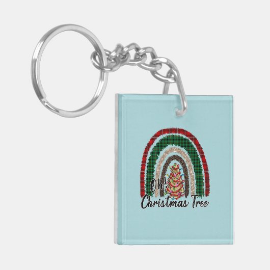 Porte-clés Buffalo Plaid & Empreinte de léopard Rainbow (2) (Devant gauche)