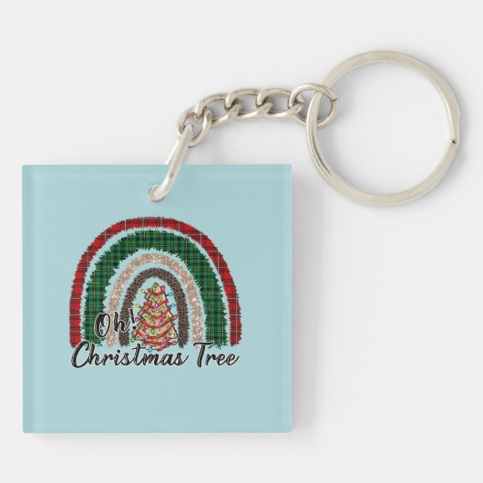 Porte-clés Buffalo Plaid & Empreinte de léopard Rainbow (2) (Dos)