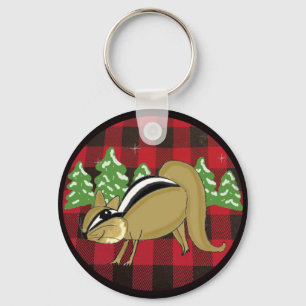 Porte-clés Buffalo Plaid Woodland Chipmunk Porte - clé de vac