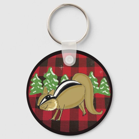 Porte-clés Buffalo Plaid Woodland Chipmunk Porte - clé de vac (Recto)