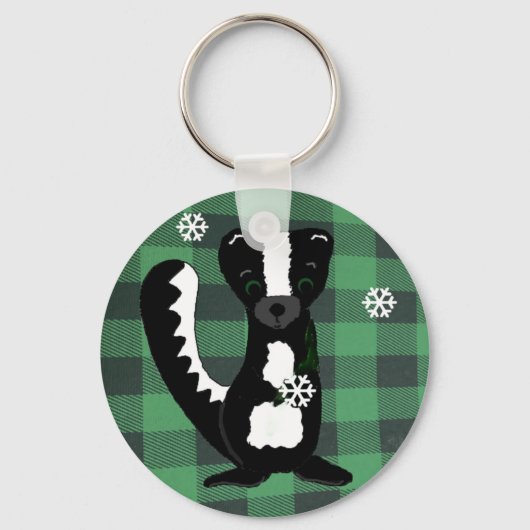 Porte-clés Buffalo Plaid Woodland Skunk Keychain (Recto)