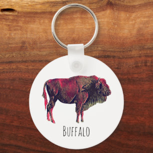 Porte-clés Buffalo Portrait Design pour bison ou animal sauva