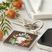 Porte-clés Buffalo Skull Native American Emblem (Devant Droit)