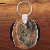 Porte-clés Buffle, bison, traces d'aquarelle animal (Recto)