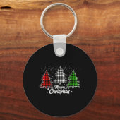 Porte-clés Buffle de Noël Plaid Rouge Blanc Vert Noël (Recto)