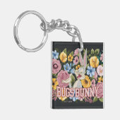 Porte-clés BUGS BUNNY™ Broderie Florale Graphique (Devant gauche)