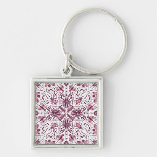 Porte-clés Buissons, magenta foncé et rose sur blanc
