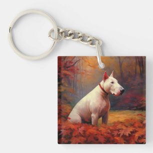 Porte-clés Bull Terrier à l'automne Leaves automne Inspire