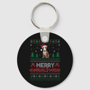 Porte-clés Bull Terrier Amoureux de les chiens Santa Hat Chri