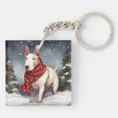 Porte-clés Bull Terrier Chien à Noël de neige (Dos)