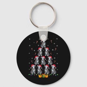 Porte-clés Bull Terrier Chien Santa Hat Noël Lumières Noël T
