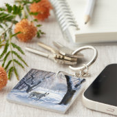 Porte-clés Bull Terrier Laisser neiger Noël (Devant Droit)