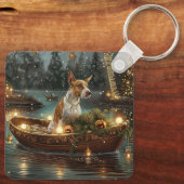 Porte-clés Bull Terrier Noël Festive Voyage (Verso)