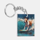 Porte-clés Bull Terrier Plage Surf Peinture (Devant gauche)