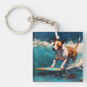 Porte-clés Bull Terrier Plage Surf Peinture