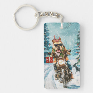 Porte-clés Bulldog à moto Noël
