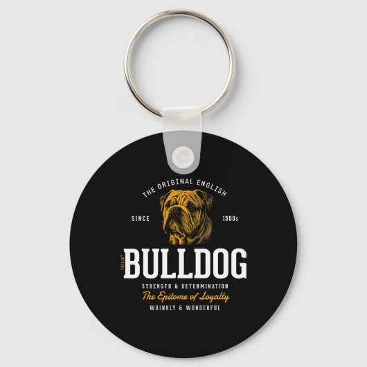 Porte-clés Bulldog anglais rétro (Recto)