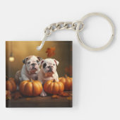 Porte-clés Bulldog Chiot Automne Citrouille de plaisir (Dos)