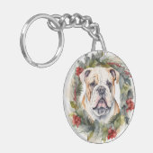 Porte-clés Bulldog Christmas Wreath Festive Pup (Devant gauche)