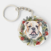 Porte-clés Bulldog Christmas Wreath Festive Pup (Devant)