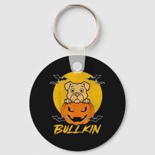 Porte-clés Bulldog Citrouille Bullkin Halloween Drôle Amateur
