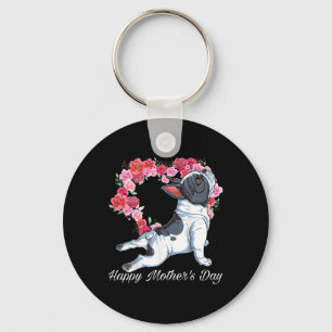 Porte-clés Bulldog Coeur de chien Floral Joyeux cadeaux de la