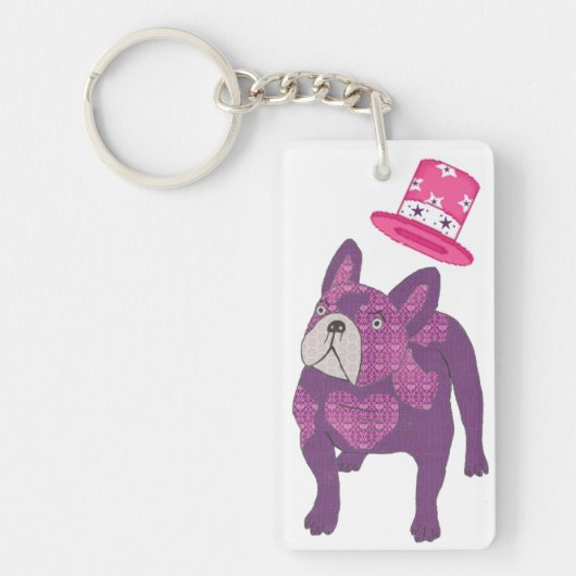 Porte-clés Bulldog français avec chemise cylindrique (Devant)