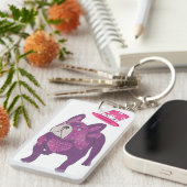 Porte-clés Bulldog français avec chemise cylindrique (Devant droit)