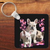 Porte-clés Bulldog français avec trois bulldogs (Recto)